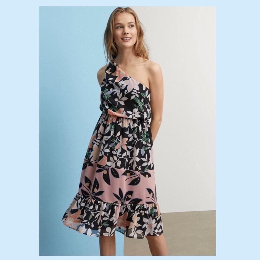 NWT LOFT Wild Orchid One Shoulder Dress